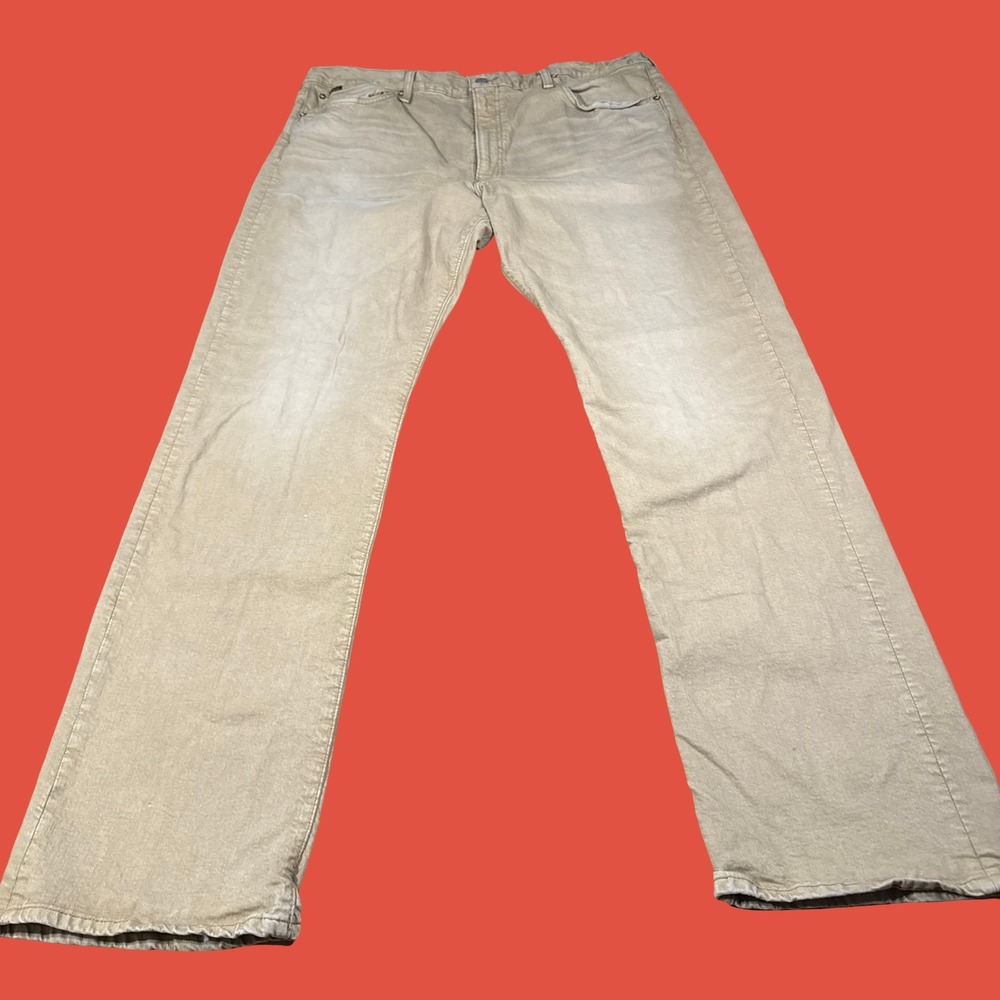 Polo Ralph Lauren Hampton Relaxed Straight Jeans 42Tx36 Tan Stretch Khaki Grunge